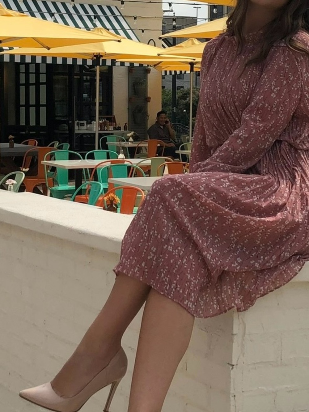 Dusty Rose Floral Midi Dress